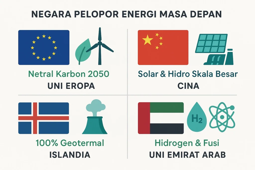 Negara pelopor energi masa depan: Uni Eropa, Cina, Islandia, dan Uni Emirat Arab