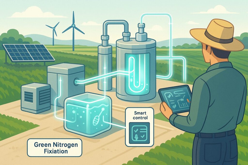 Petani mengoperasikan sistem fiksasi nitrogen hijau berbasis AI sebagai teknologi masa depan pertanian berkelanjutan