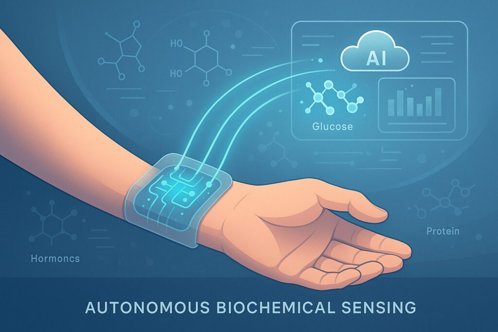 Sensor biokimia otomatis di pergelangan tangan yang memantau glukosa dan protein dengan AI sebagai teknologi masa depan